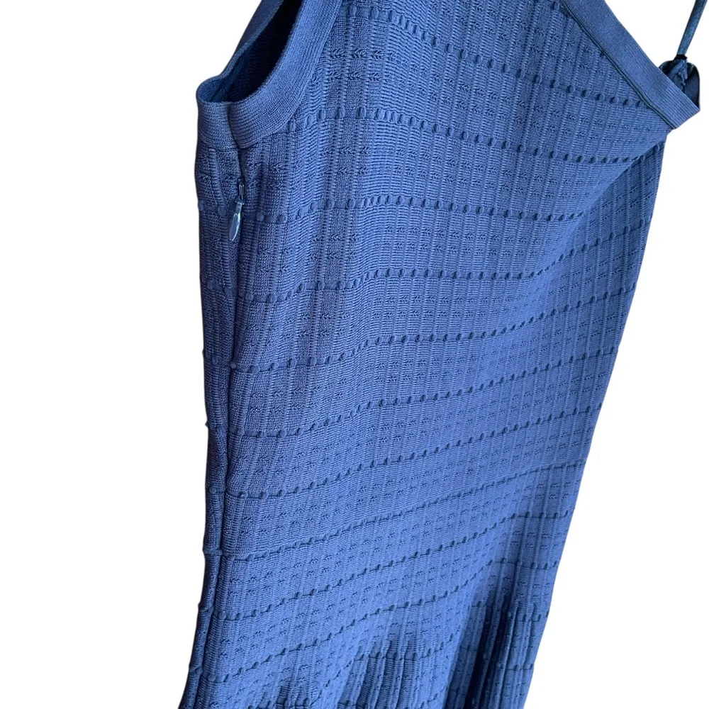 Michael Kors One-Shoulder‎ Knit fit and flare  Skater Dress, Navy Blue Size S